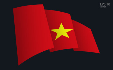 Waving Vector flag of Vietnam. National flag waving symbol. Banner design element.
