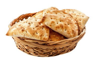 Pita Bread Nestled in a Wooden Basket