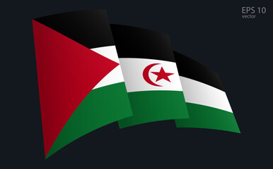 Waving Vector flag of Western Sahara. National flag waving symbol. Banner design element.

