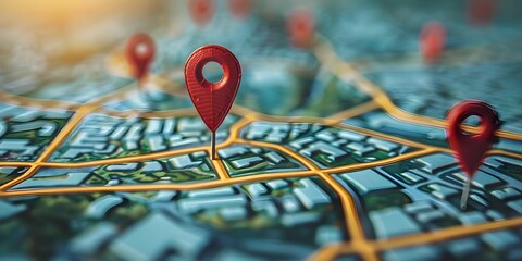 Local SEO concept with map and pin point for business location. Concept Local SEO, Google Maps, Pinpoint Location, Business Directory, Search Engine Optimization - obrazy, fototapety, plakaty