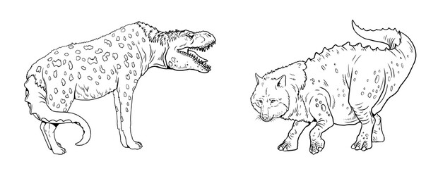 Coloring page with the animals mutants. Coloring book with fantasy creatures.