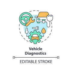 Vehicle diagnostics multi color concept icon. Car fleet management. Inventory control. Round shape line illustration. Abstract idea. Graphic design. Easy to use in infographic, presentation