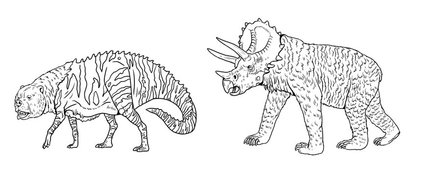 Coloring page with the animals mutants. Coloring book with fantasy creatures.	