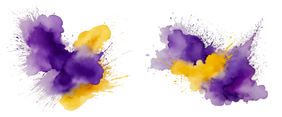 Abstract watercolor Splash yellow and purple PNG insolated on transparent  background AI Generative