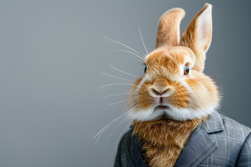 Easter bunny wearing a business suit for a festive and formal celebration