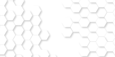 Abstract 3d background with hexagons pattern with hexagonal white and gray technology line paper background. Hexagonal vector grid tile and mosaic structure mess cell. white and gray hexagon.