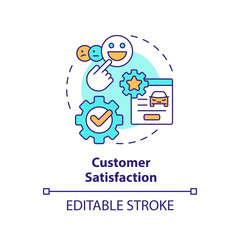 Customer satisfaction multi color concept icon. Transportation services, quality assurance. Round shape line illustration. Abstract idea. Graphic design. Easy to use in infographic, presentation