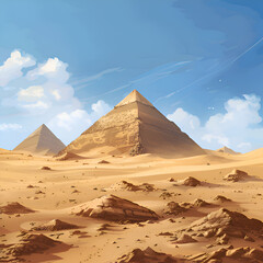 Pyramids In Desert - obrazy, fototapety, plakaty