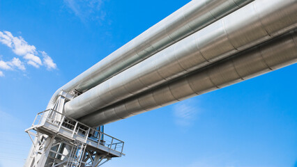 pipeline against a blue sky background view from below