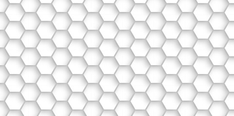 Abstract 3d background with hexagons pattern with hexagonal white and gray technology line paper background. Hexagonal vector grid tile and mosaic structure mess cell. white and gray hexagon.