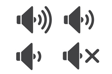 A set of sound icons with different signal levels in a flat style. Vector.
