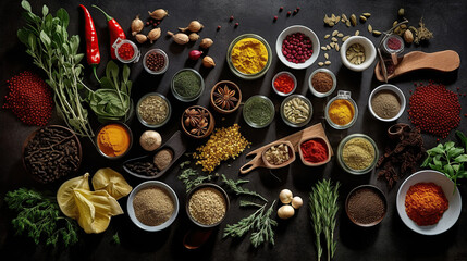 Obraz na płótnie Canvas Overhead view of ingredients on table