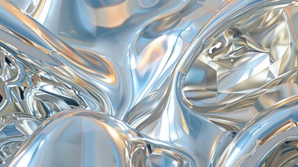 Seamless metallic texture with blue and silver fluid patterns.