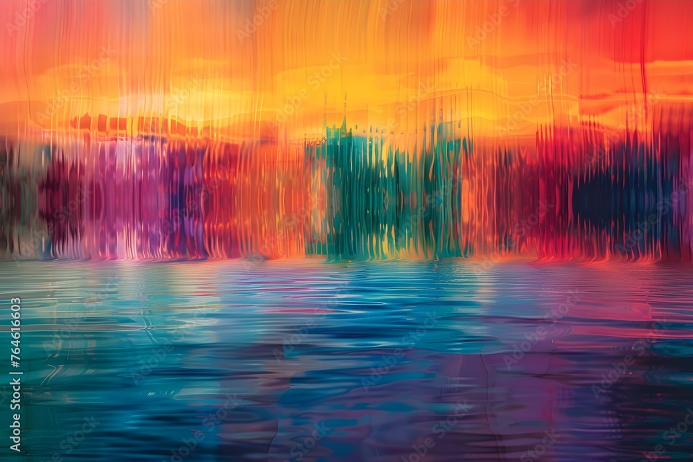 Poster a visual representation of sound waves in colorful patterns creating a melodic and harmonious displa