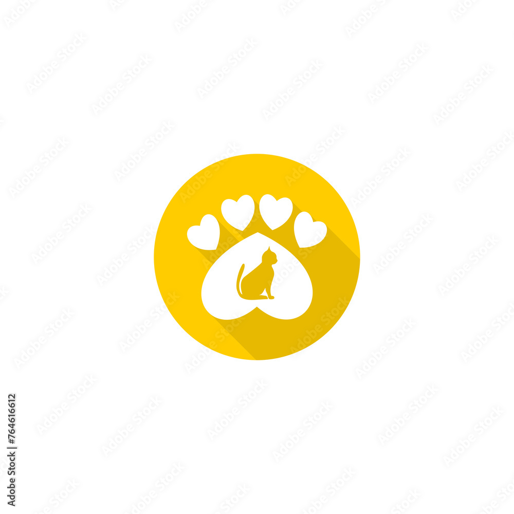 Poster paw print cat icon isolated on transparent background
