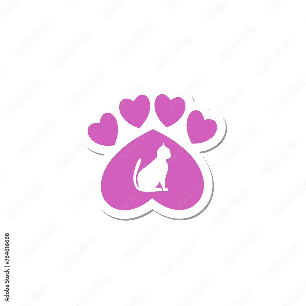 Poster paw print cat icon isolated on transparent background