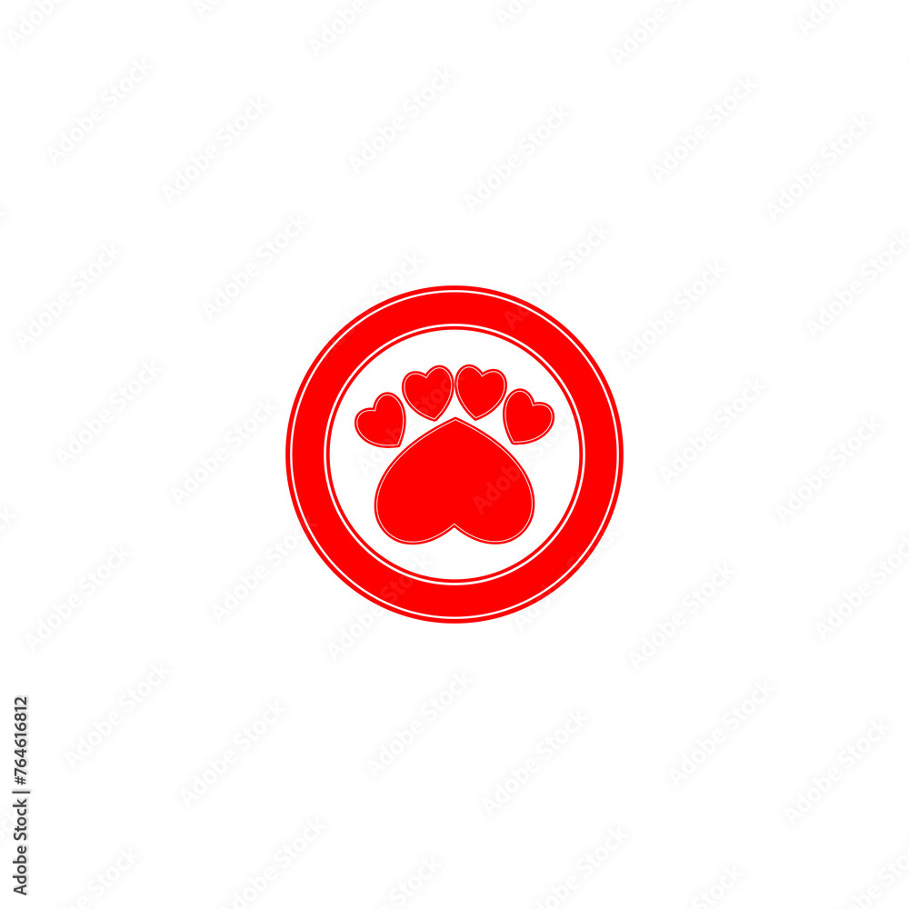 Poster paw print heart icon isolated on transparent background