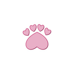Paw print heart icon isolated on transparent background