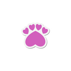 Paw print heart icon isolated on transparent background