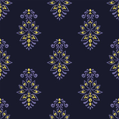 Ikat floral paisley embroidery. Ikat ethnic oriental seamless pattern is traditional. Aztec-style abstract. design for texture, fabric, clothing, wrapping,wallpaper