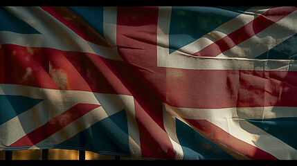 Large British Flag Flying in the Wind