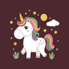 Cute unicorn illustration for t shirt design. Unicorn vector. Unicorn Princess Cartoon vector