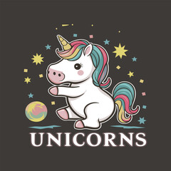 Cute unicorn illustration for t shirt design. Unicorn vector. Unicorn Princess Cartoon vector