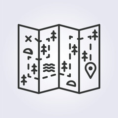 outline camping map icon vector logo design