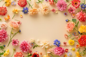 Colorful flowers creating vibrant border