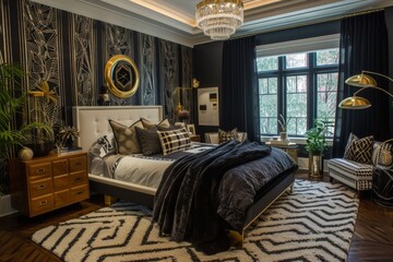 Art Deco sophistication in a modern bedroom retreat