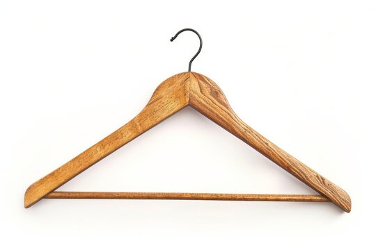 Image of a wooden empty hanger on a white background
