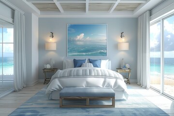 A coastal living in a modern bedroom retreat
