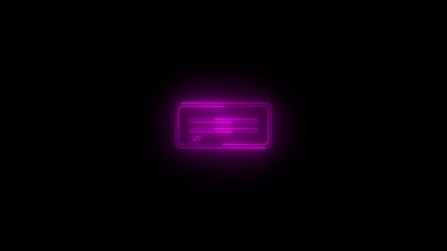 Neon glowing pink hard disk drive icon animation in black background