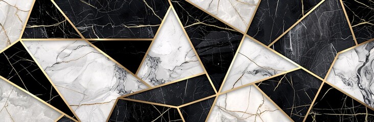 A black and white marble pattern with geometric shapes
