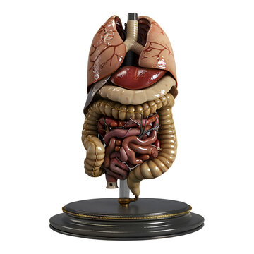 Human Organ Model, Digestive System, PNG Cutout Isolated on a Transparent Background