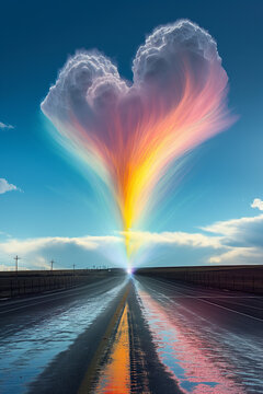 Heart Shaped Cloud Floating Over a Road
