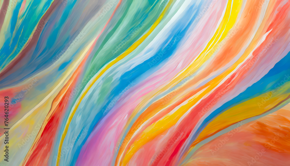Poster A colorful painting with a blue and yellow line. The painting is abstract and has a lot of gold and red colors& Abstract Colorful acril Background