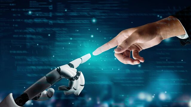 XAI Futuristic robot artificial intelligence revolutionary AI technology development and machine learning concept. Global robotic bionic science research for future of human life. 3D rendering graphic