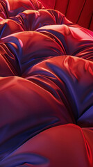 Close-up of a lush red velvet texture with deep folds, representing luxury and tactile sensation