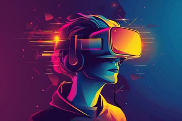 Futuristic VR Experience Digital Art Illustration
