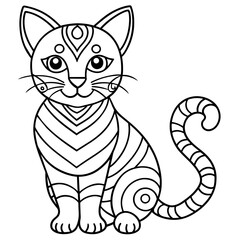 Cat Line Art Vector Illustration