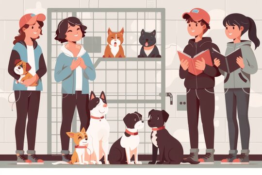Adoption Day at the Animal Shelter Illustration
