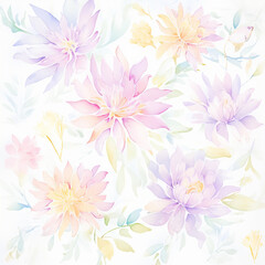 Fototapeta na wymiar Watercolor painting seamless of flower garden with a variety of colors and shapes. The flowers are arranged in a way that creates a sense of movement and harmony