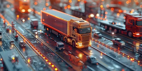 Efficient logistics systems connect supply chains for seamless distribution and transportation. Concept Logistics Efficiency, Supply Chain Integration, Seamless Distribution - obrazy, fototapety, plakaty