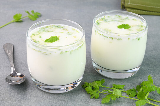 Buttermilk drink served in glass cups.