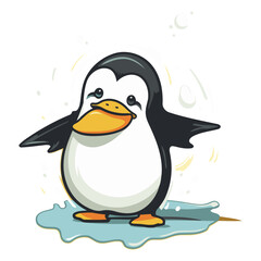 Cartoon penguin. Cute penguin.