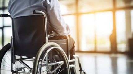 Obraz premium Disabled man on wheelchair in hospital 