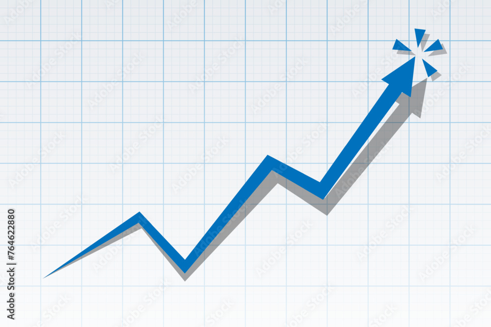 Poster graph with increase report. arrow diagram with rise and gain progress. vector