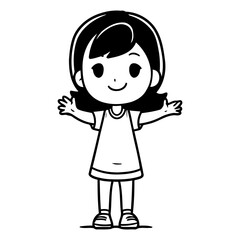 Girl with arms outstretched isolated on white background.