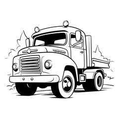 Vector illustration of a truck on a white background. Truck icon.